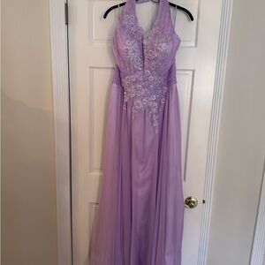 Elegant Lavender Halter Gown